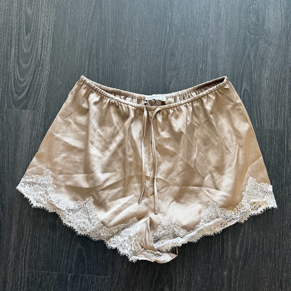 Abercrombie satin sleep shorts in light brown